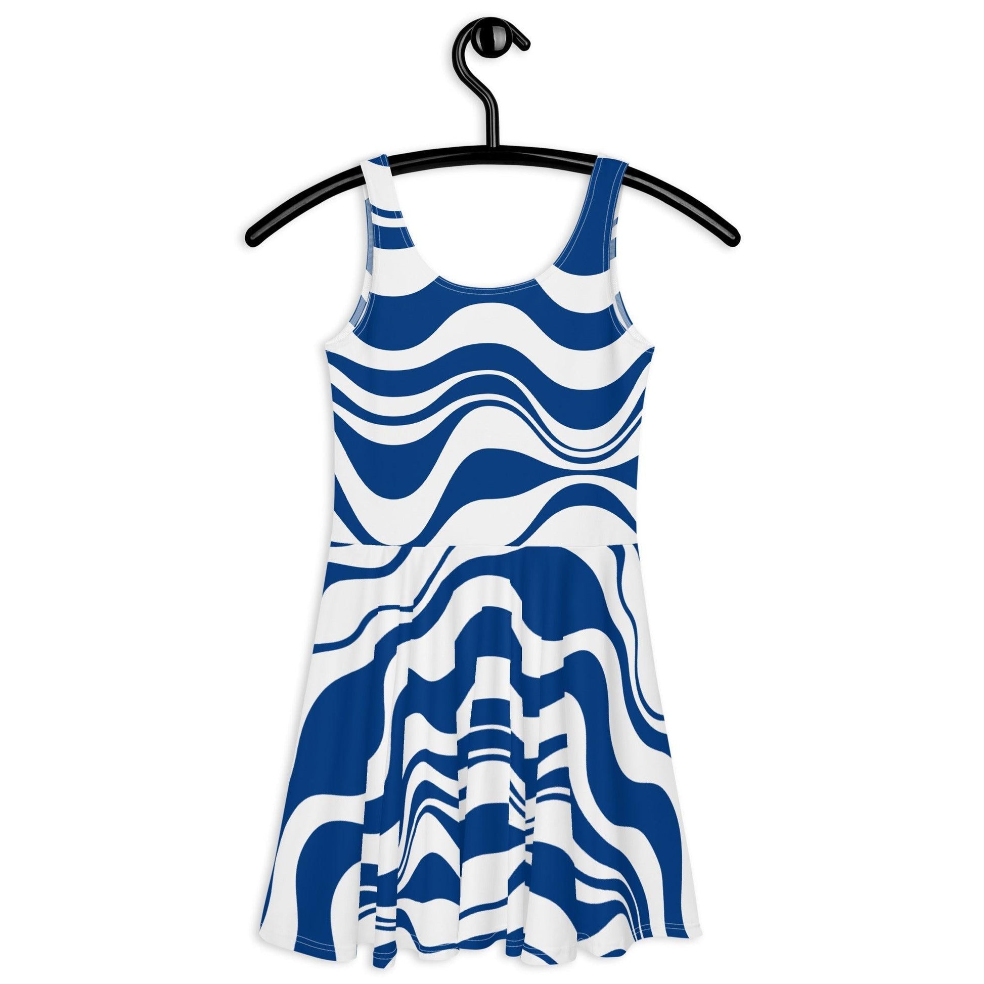 Skater dress - ENERGY WAVES blue - Wavy stripe print