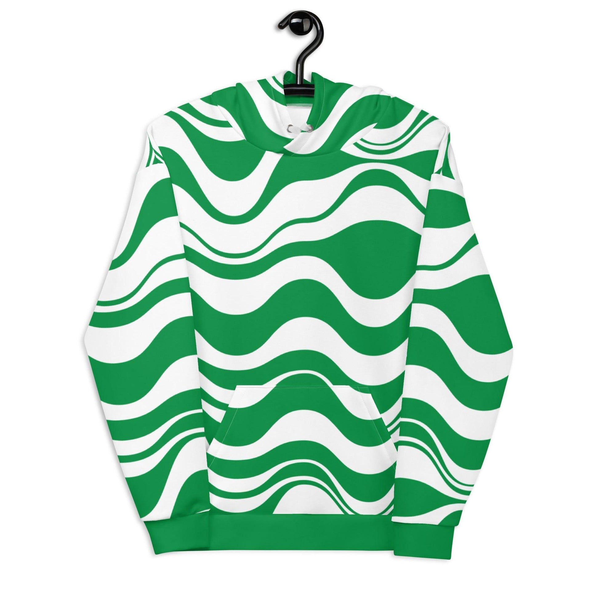Hoodie - ENERGY WAVES green - Wavy stripe print 6XL