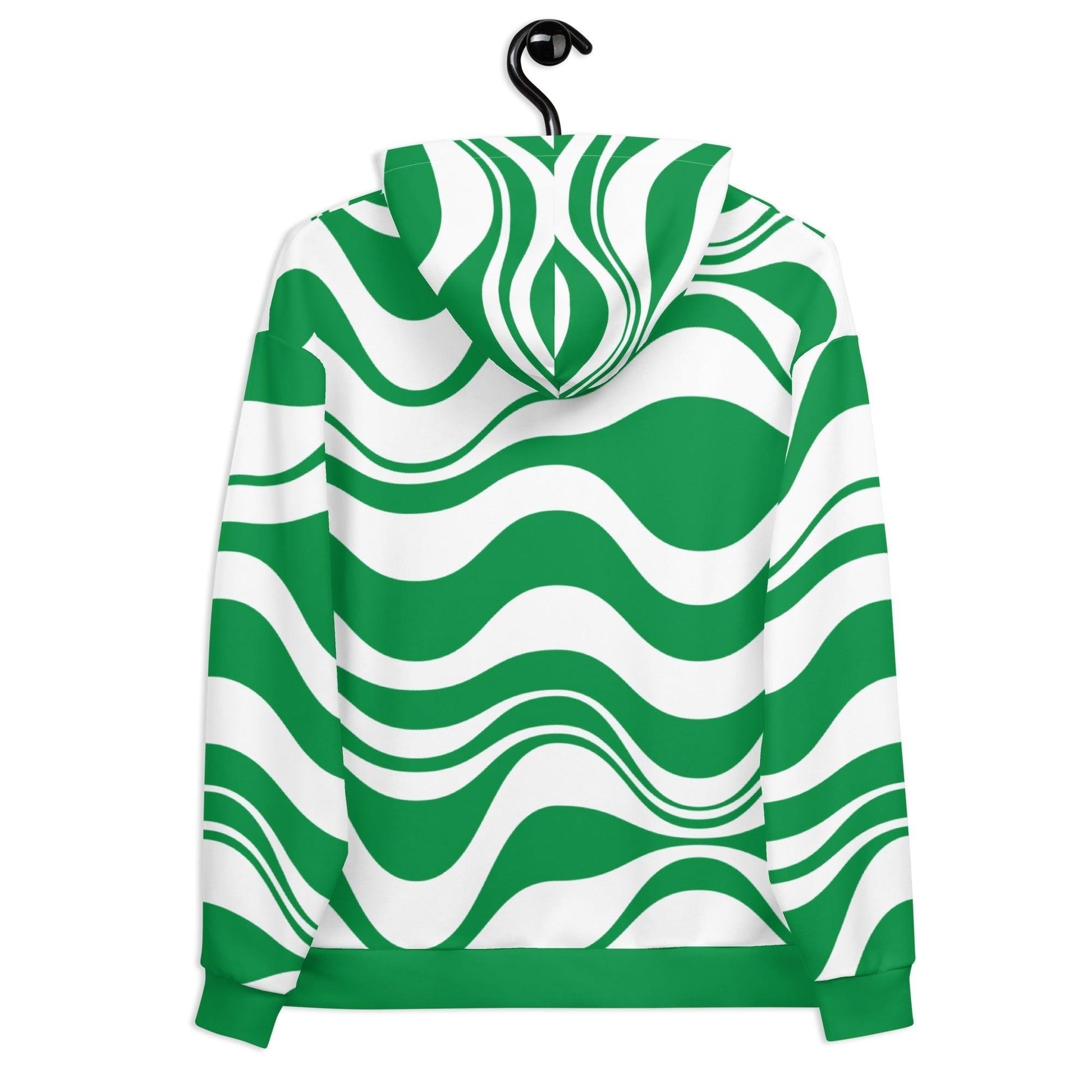 Hoodie - ENERGY WAVES green - Wavy stripe print