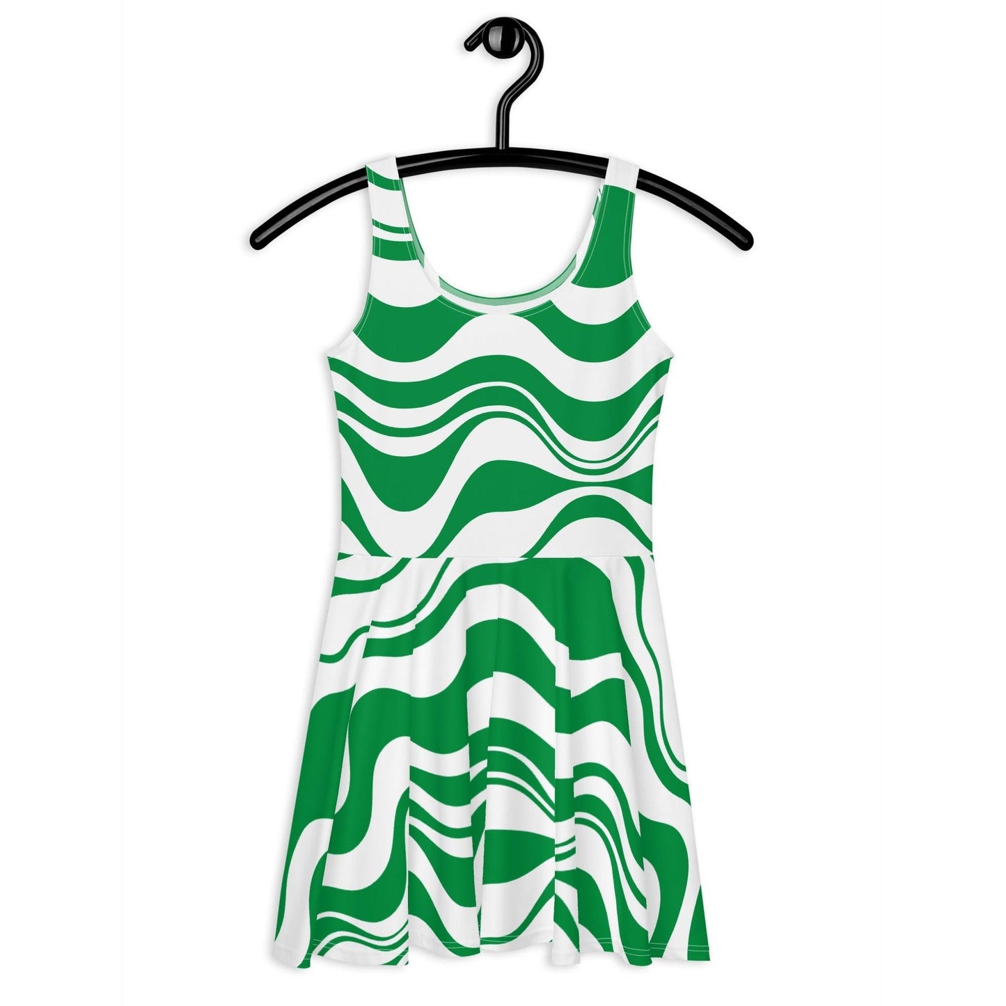 Skater dress - ENERGY WAVES green - Wavy stripe print 3XL