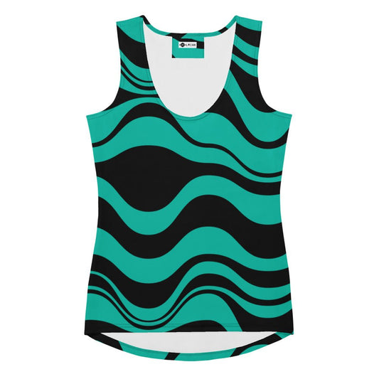 Tank Top - ENERGY WAVES mint black - Bold Wavy Stripes