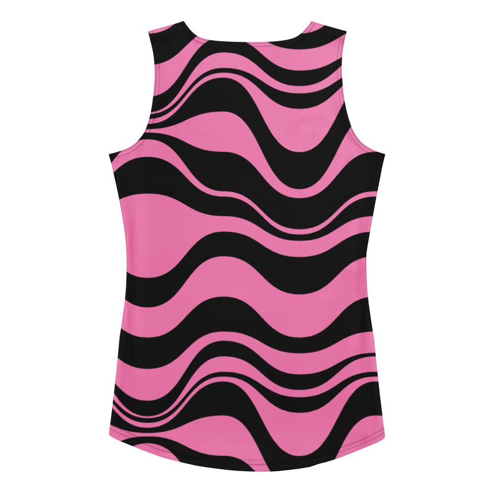 Tank Top - ENERGY WAVES pink black - Bold Wavy Stripes
