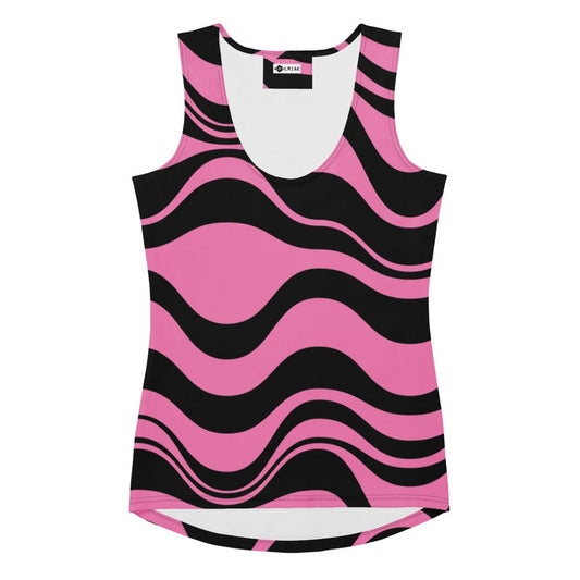 Tank Top - ENERGY WAVES pink black - Bold Wavy Stripes