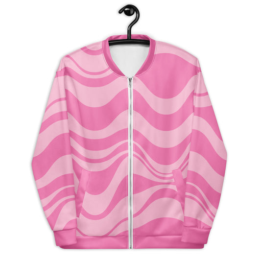 Bomber Jacket - ENERGY WAVES pink - Bold Wavy Stripes