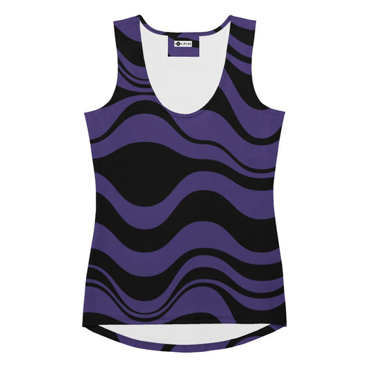 Tank Top - ENERGY WAVES purple black - Bold Wavy Stripes