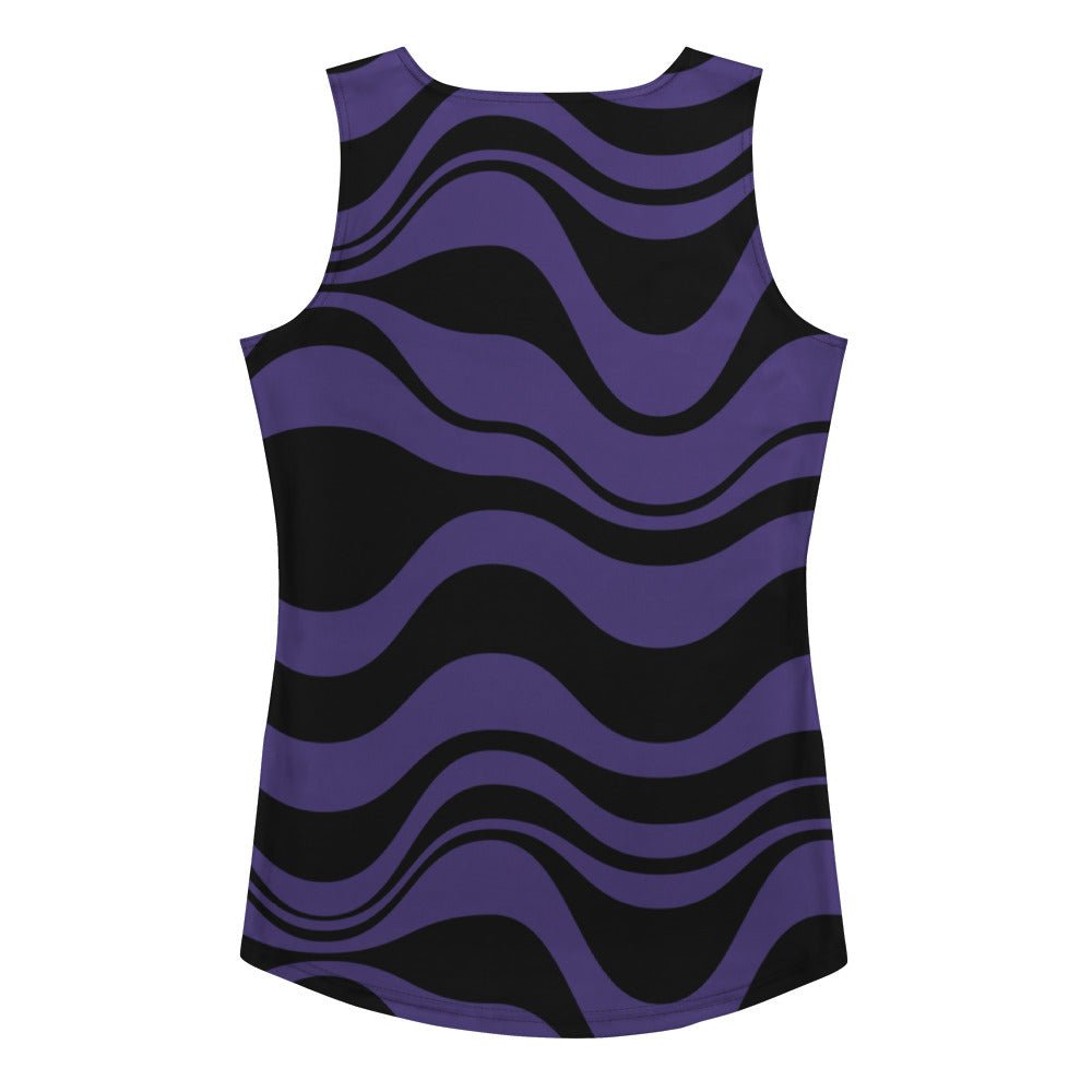 Tank Top - ENERGY WAVES purple black - Bold Wavy Stripes
