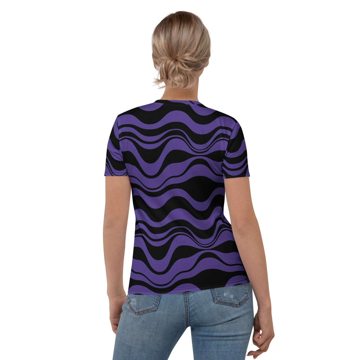 Woman's t-shirt - ENERGY WAVES purple black - Wavy stripe print