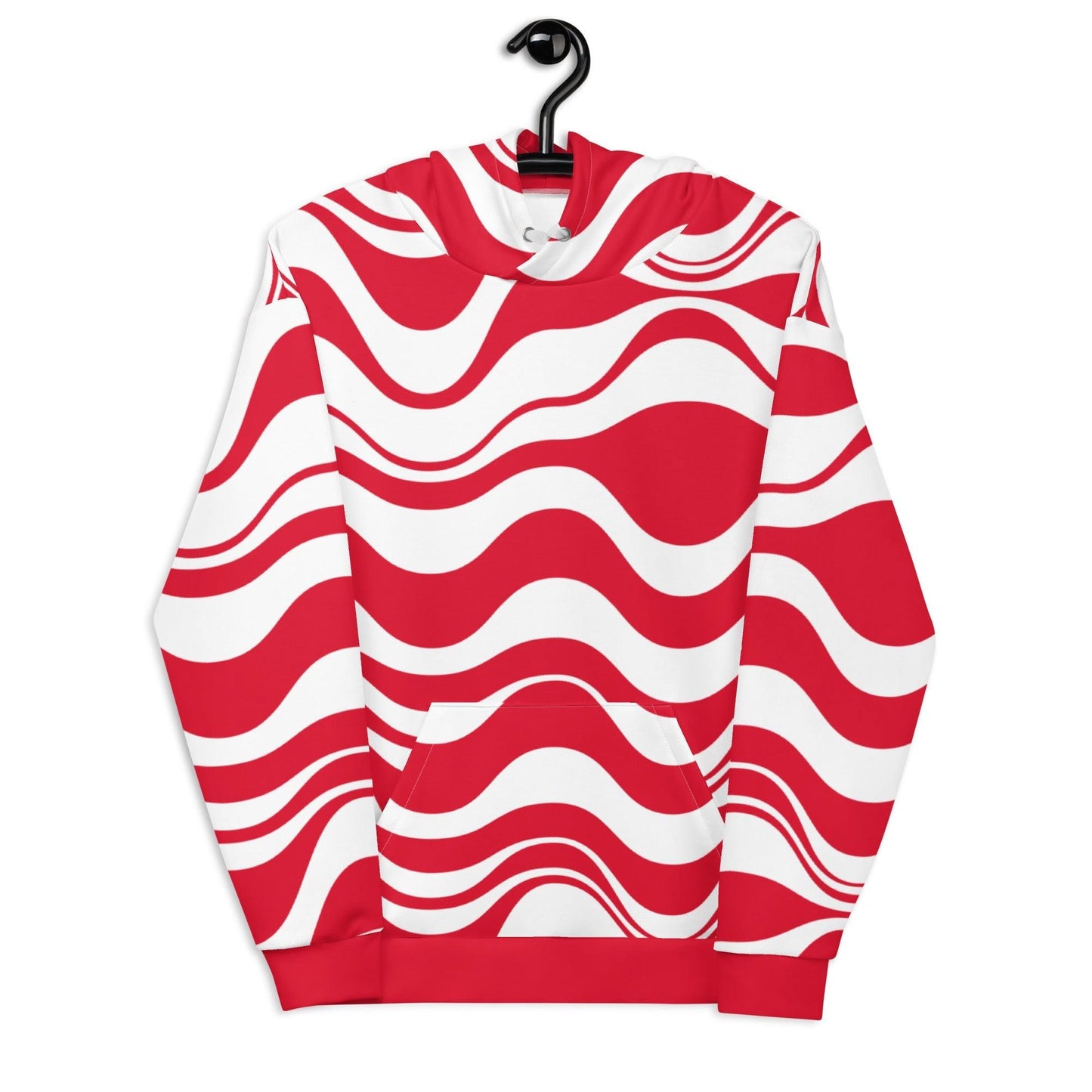 Hoodie - ENERGY WAVES red - Wavy stripe print 6XL
