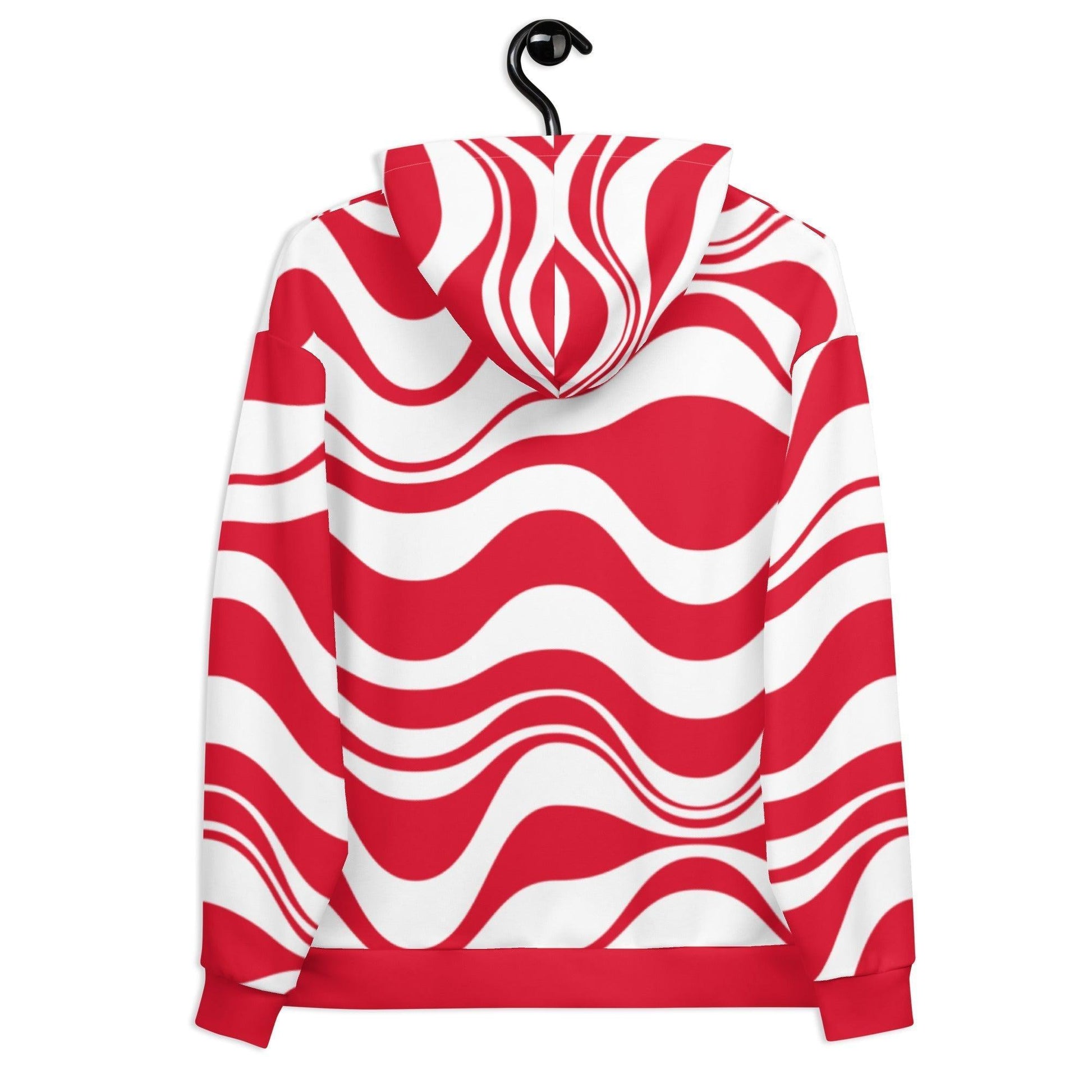 Hoodie - ENERGY WAVES red - Wavy stripe print