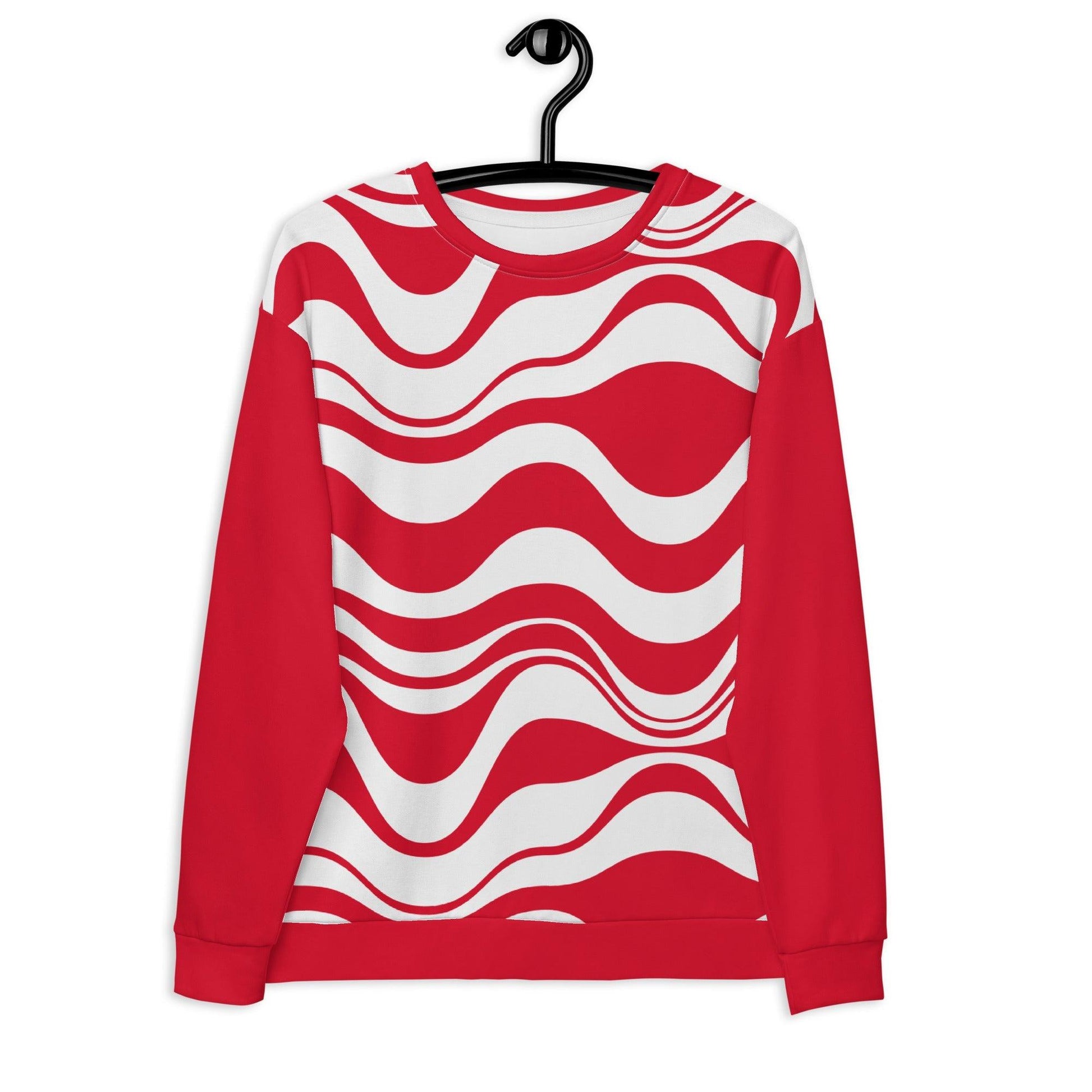Sweatshirt - ENERGY WAVES red - Wavy stripe print 3XL