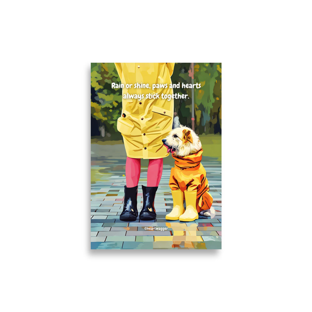 Poster - Rain or shine, paws and hearts always stick together