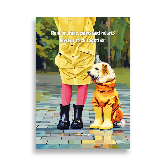 Poster - Rain or shine, paws and hearts always stick together