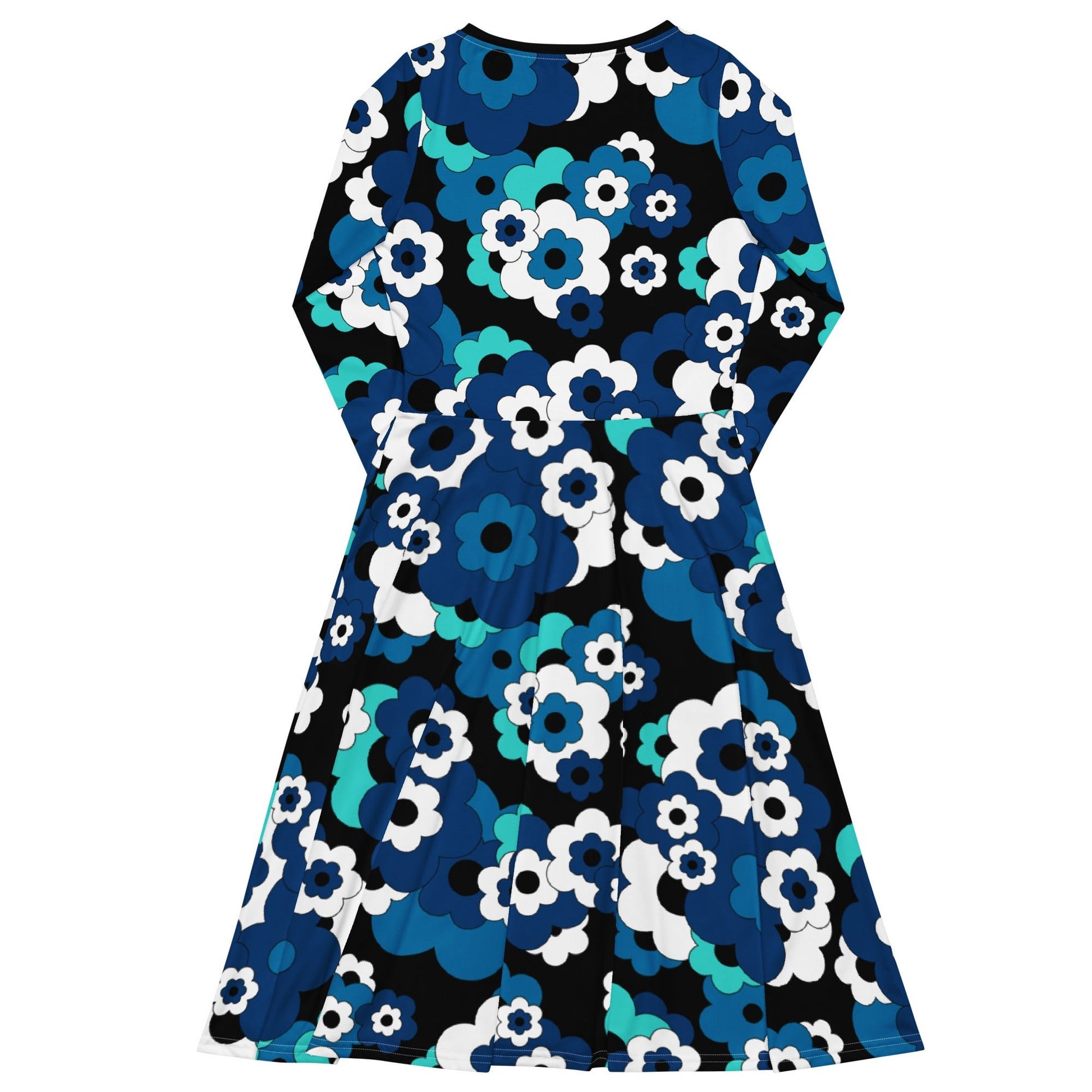 Midi dress - ERICA blue - Retro floral print