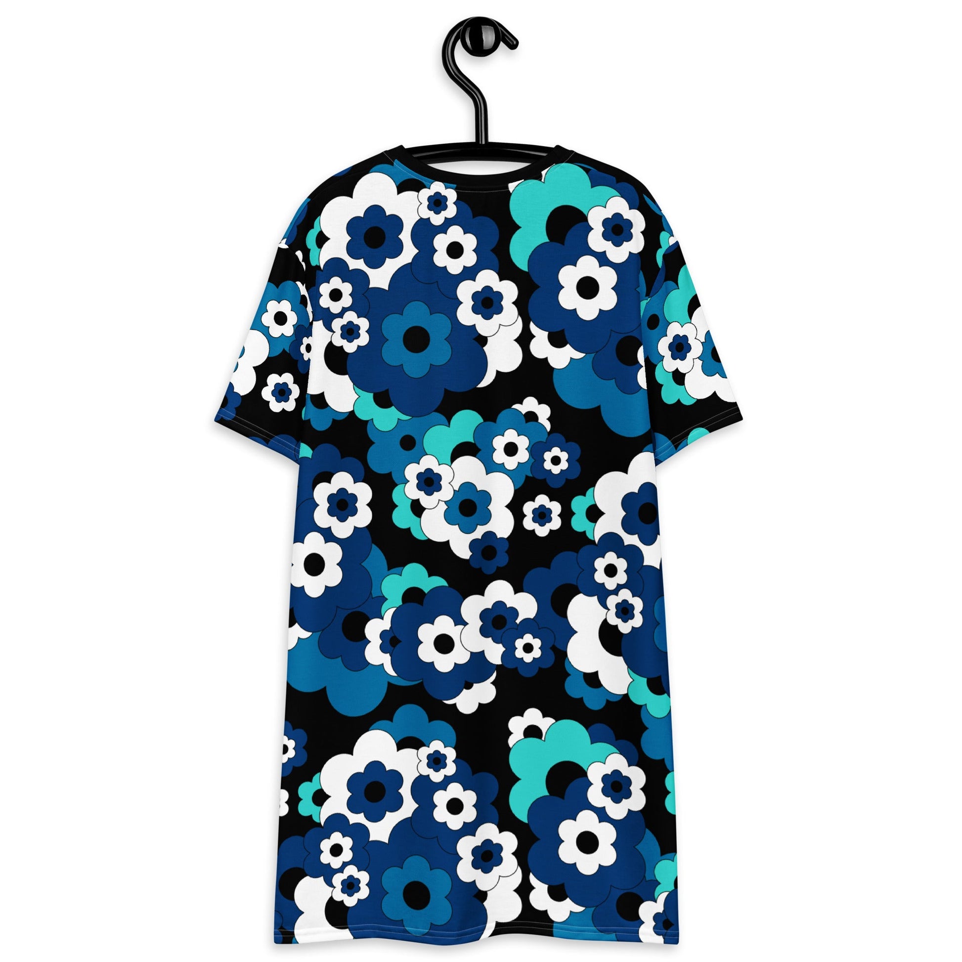 T-shirt dress - ERICA blue - Retro floral print