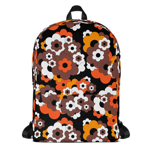Backpack - ERICA orange brown - Brave Retro Florals