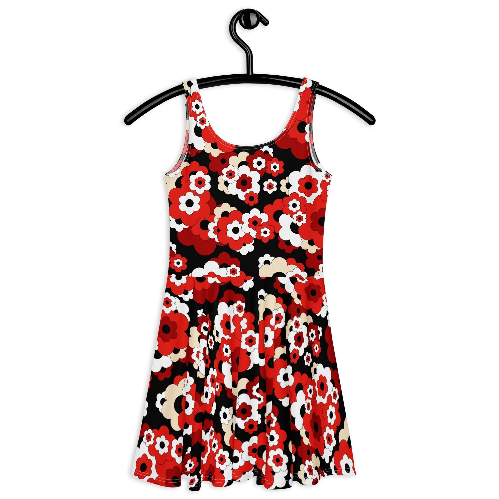 Skater dress - ERICA red - Retro floral print