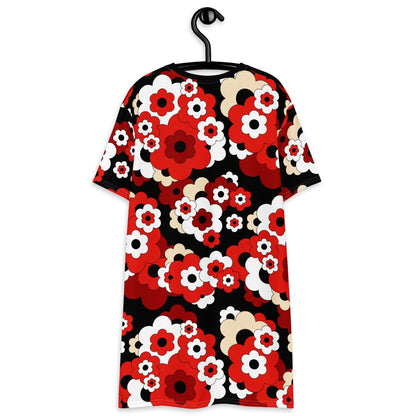 T-shirt dress - ERICA red - Retro floral print