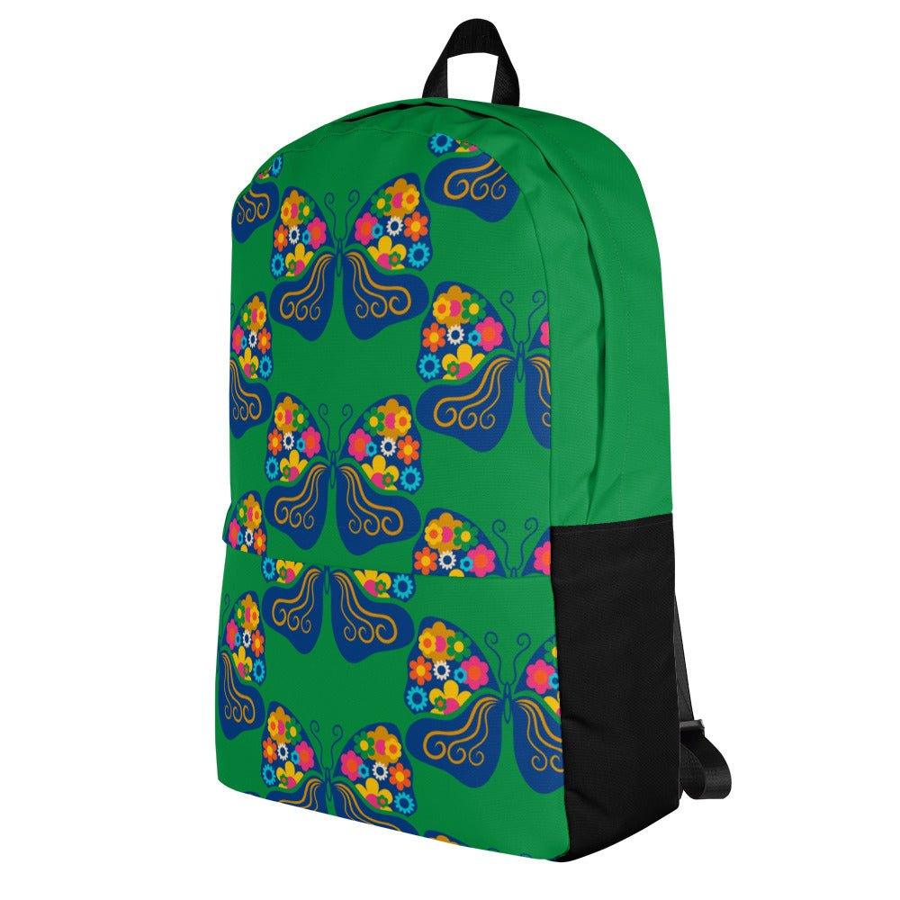 Backpack - FAB FLOVERYFLY green - Playful butterfly print
