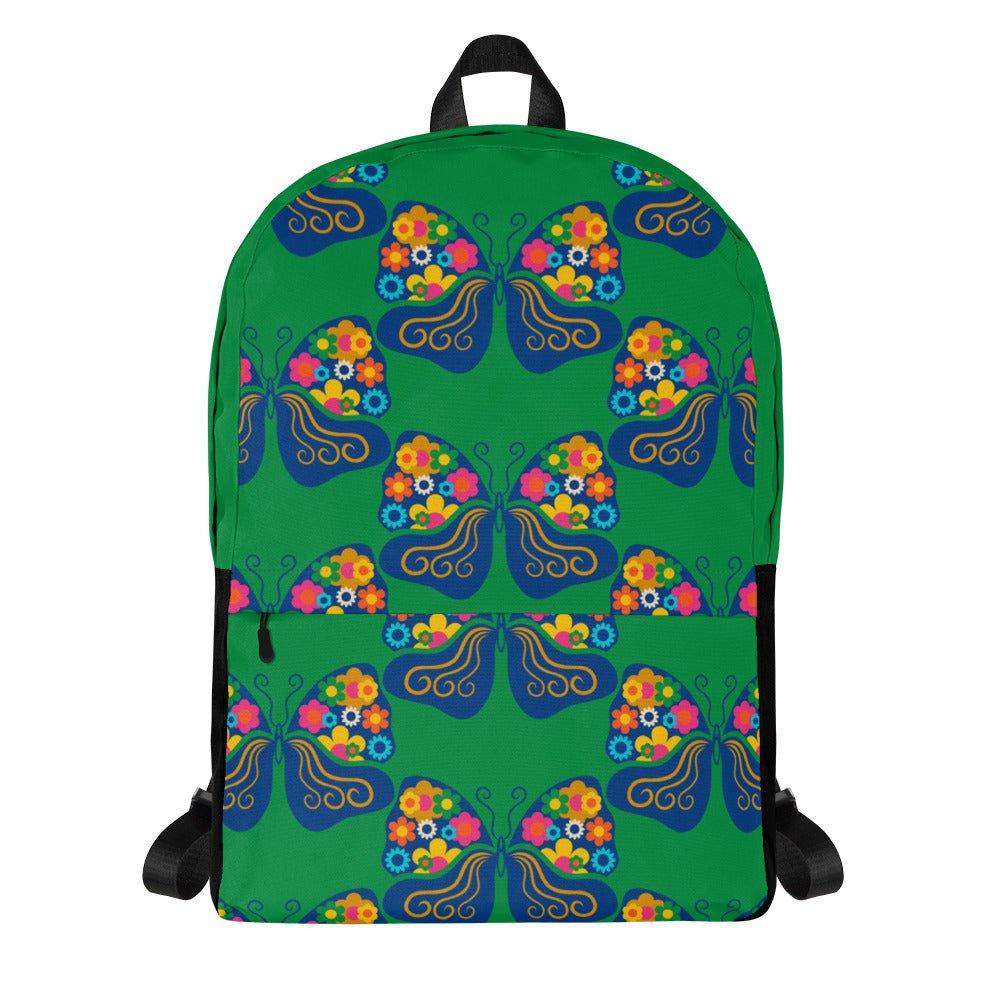 Backpack - FAB FLOVERYFLY green - Playful butterfly print Default Title
