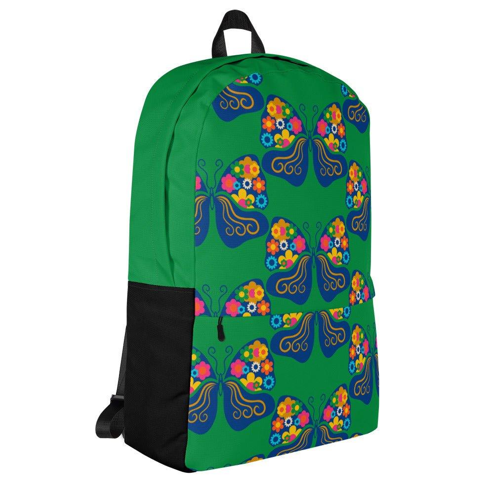 Backpack - FAB FLOVERYFLY green - Playful butterfly print