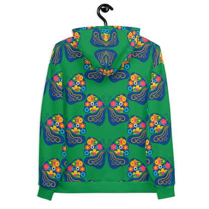 Hoodie - FAB FLOVERYFLY green - Playful butterfly print