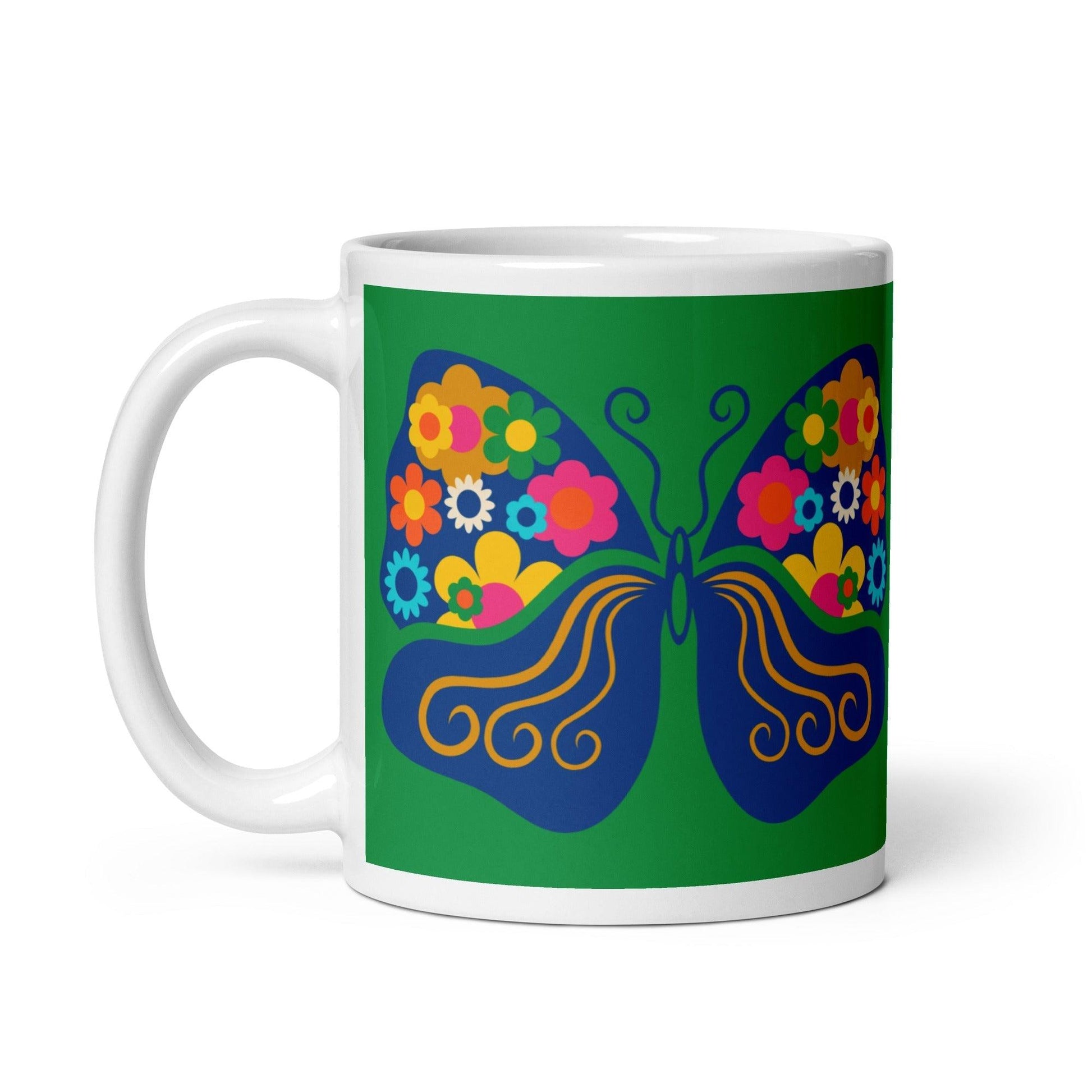 Mug - FAB FLOVERYFLY green - Playful butterfly print