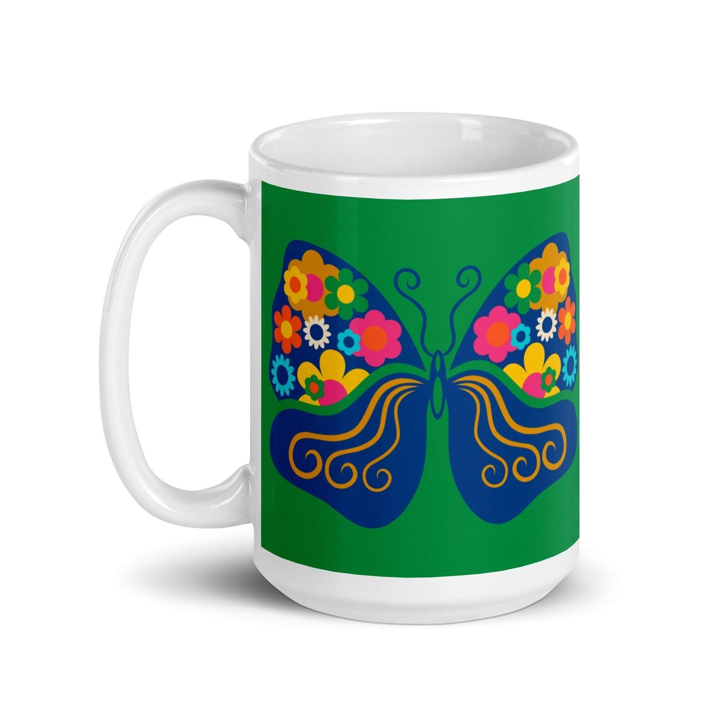 Mug - FAB FLOVERYFLY green - Playful butterfly print