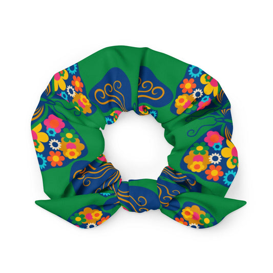 Scrunchie - FAB FLOVERYFLY green - Playful butterfly print Default Title
