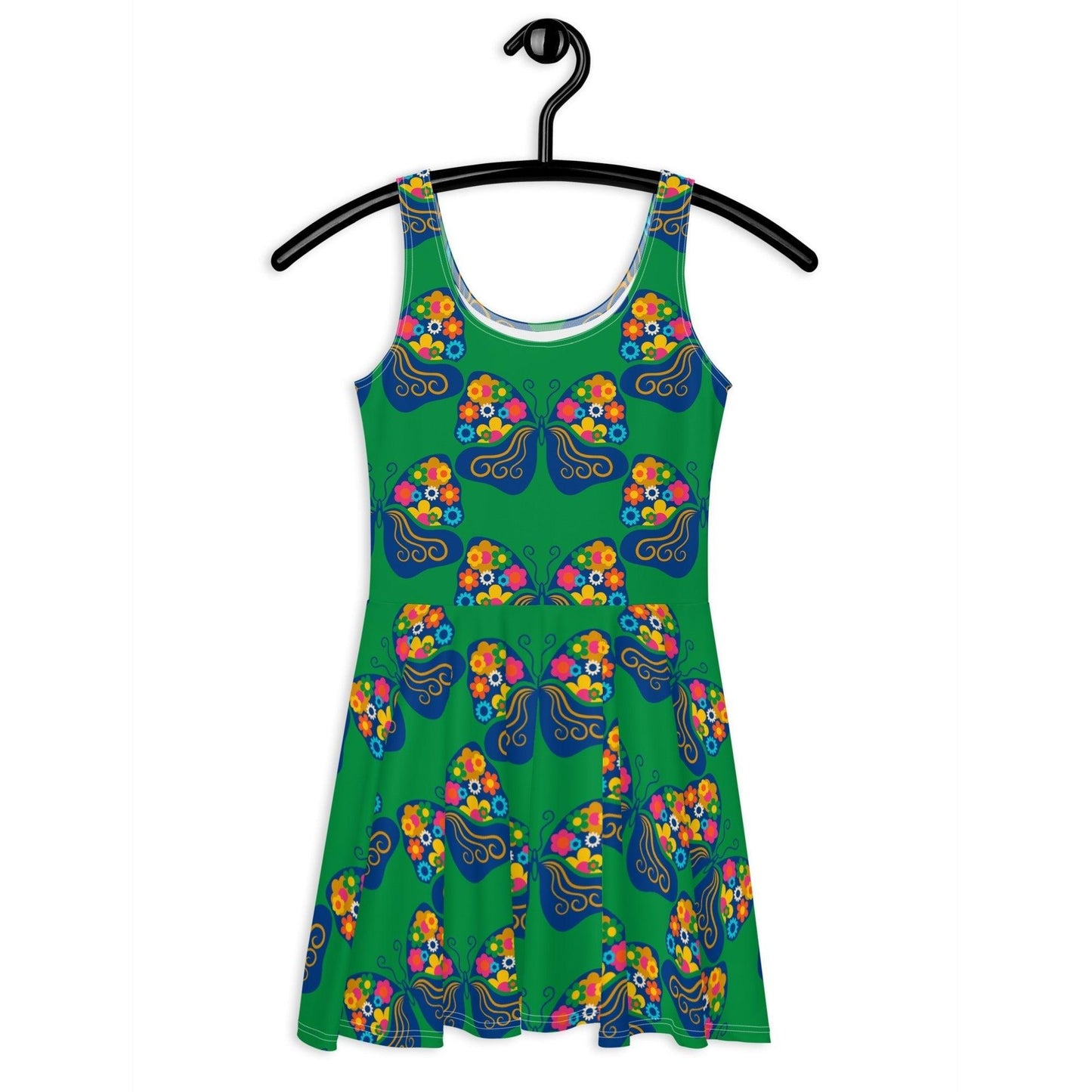 Skater dress - FAB FLOVERYFLY green - Playful butterfly print 3XL