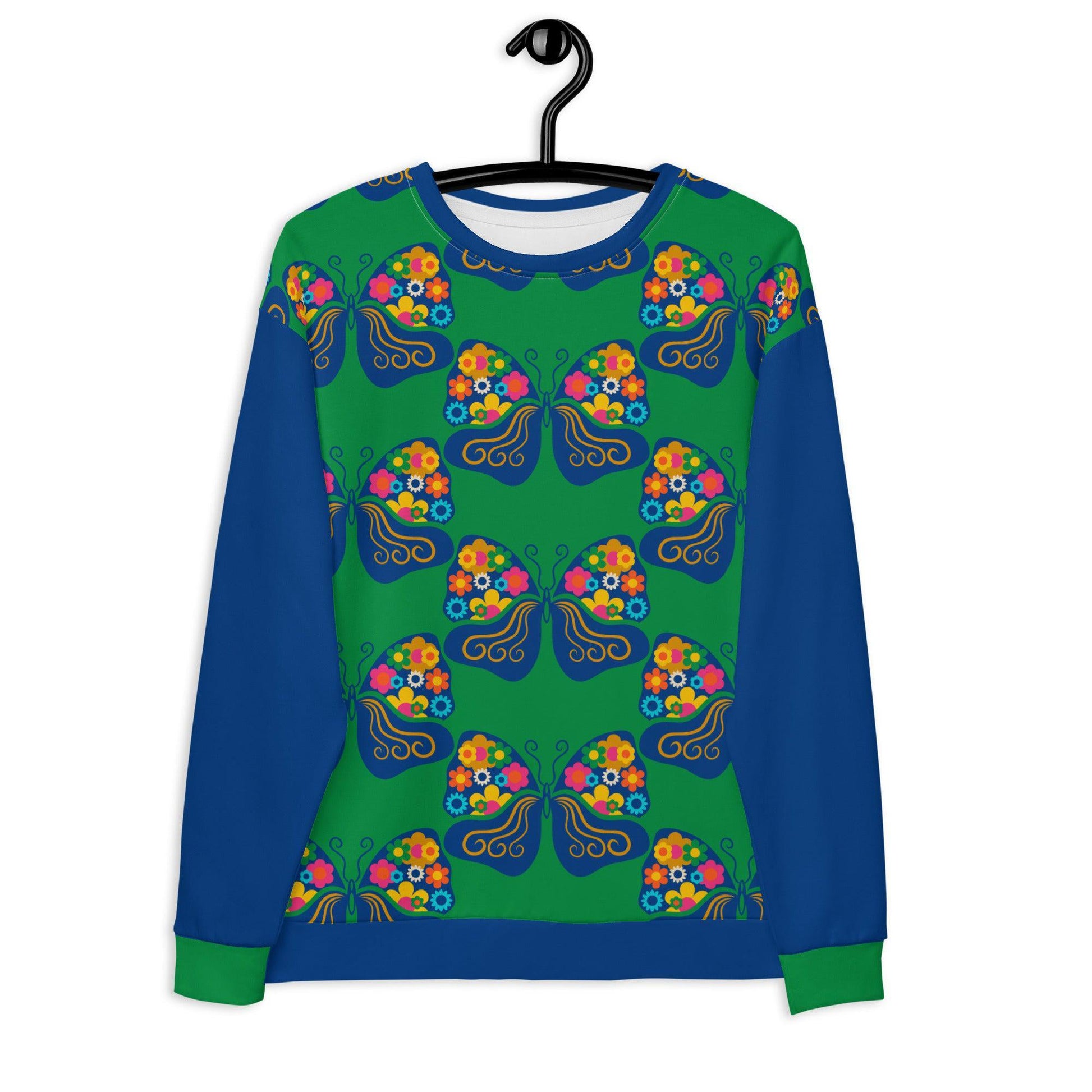 Sweatshirt - FAB FLOVERYFLY green - Playful butterfly print 3XL