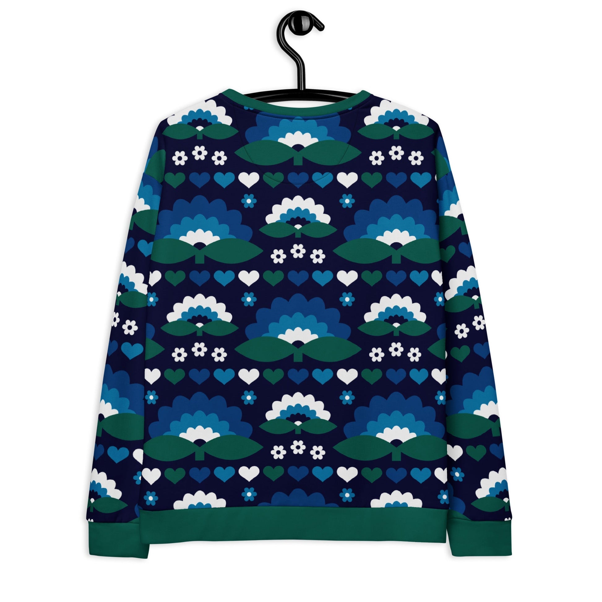 Sweatshirt - FALL IN LOVE magic blue - Elegant flower and heart print