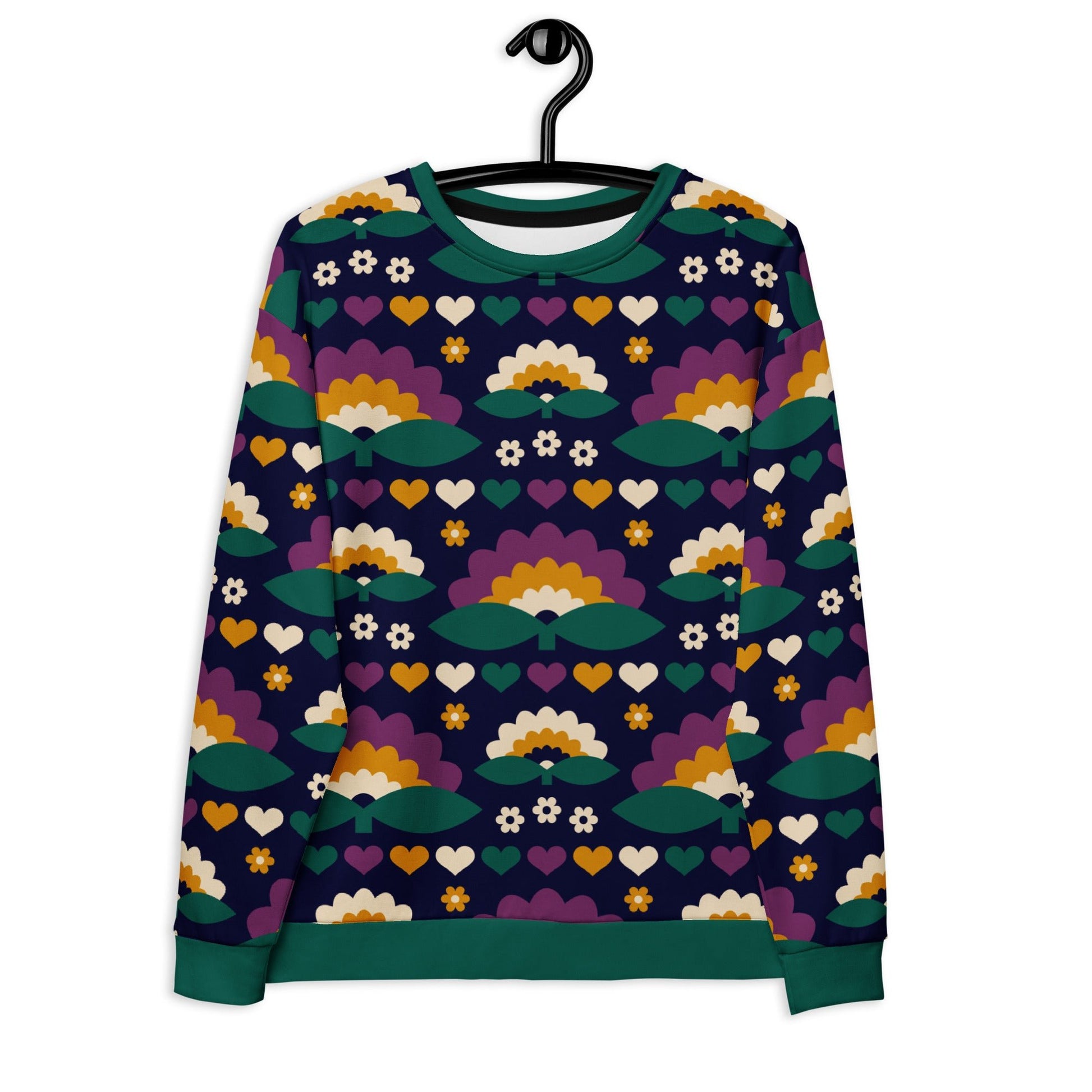 Sweatshirt - FALL IN LOVE purple - Elegant Flowers and Hearts