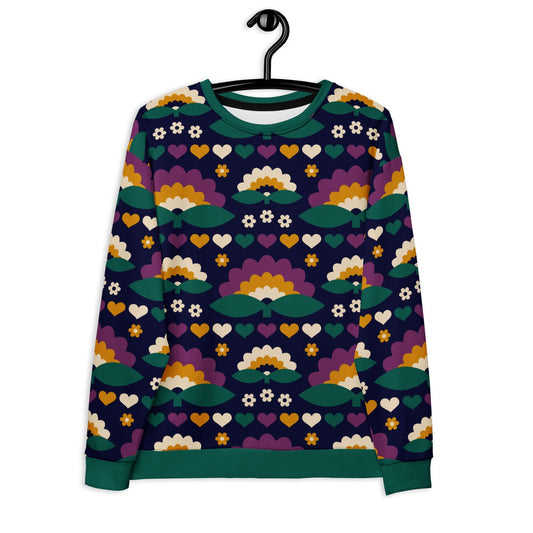 Sweatshirt - FALL IN LOVE purple - Elegant Flowers and Hearts