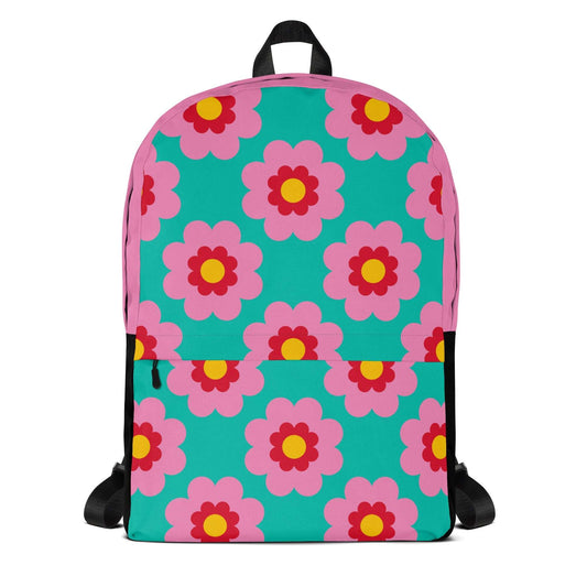 Backpack - FANCY BLOOM pink mint - Pretty Floral Print