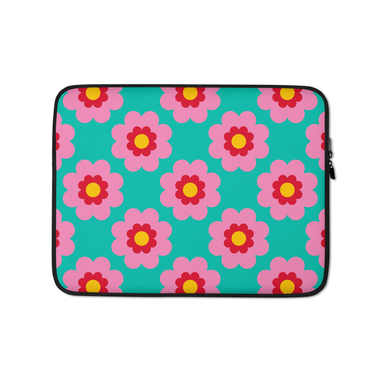 Laptop Sleeve - FANCY BLOOM pink mint - Pretty Floral Print