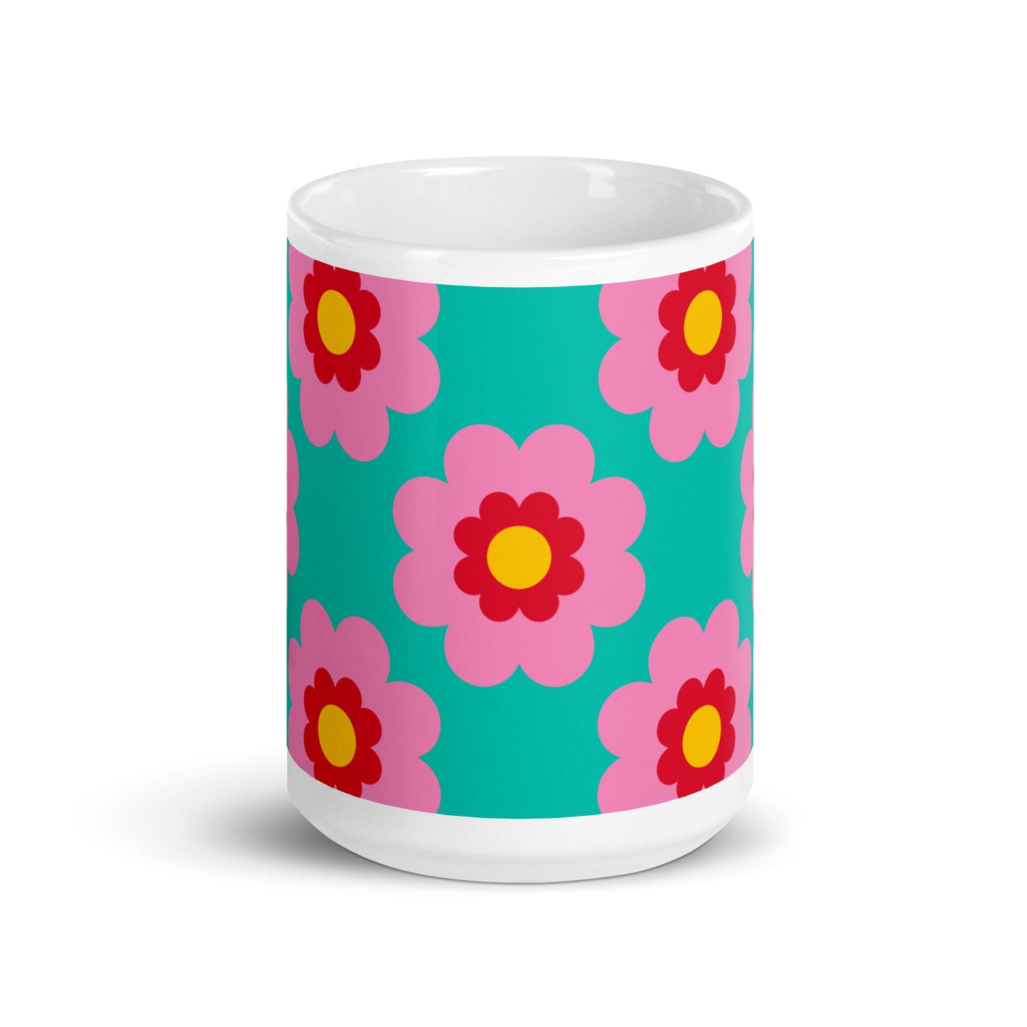Mug - FANCY BLOOM pink mint - Pretty floral print