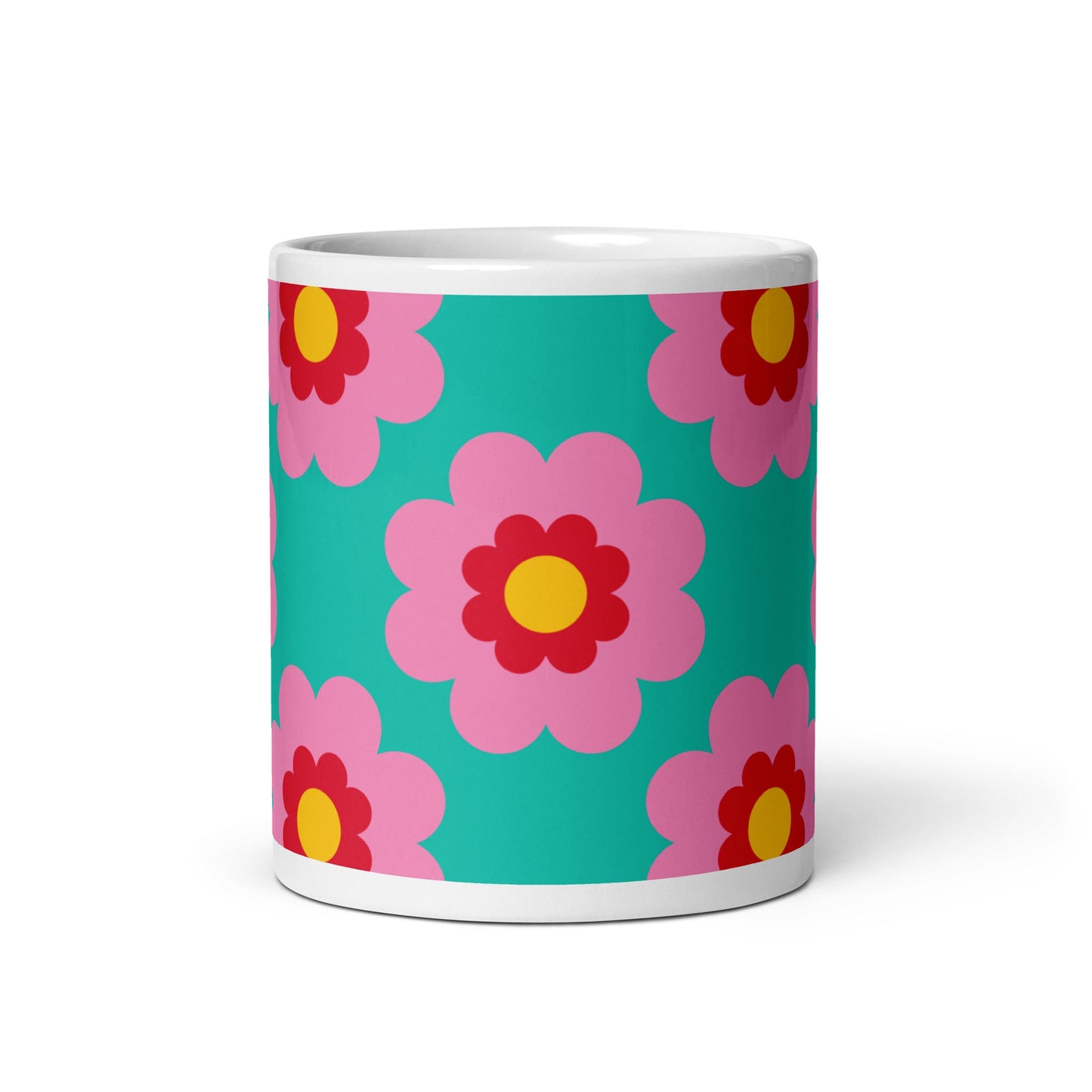 Mug - FANCY BLOOM pink mint - Pretty floral print