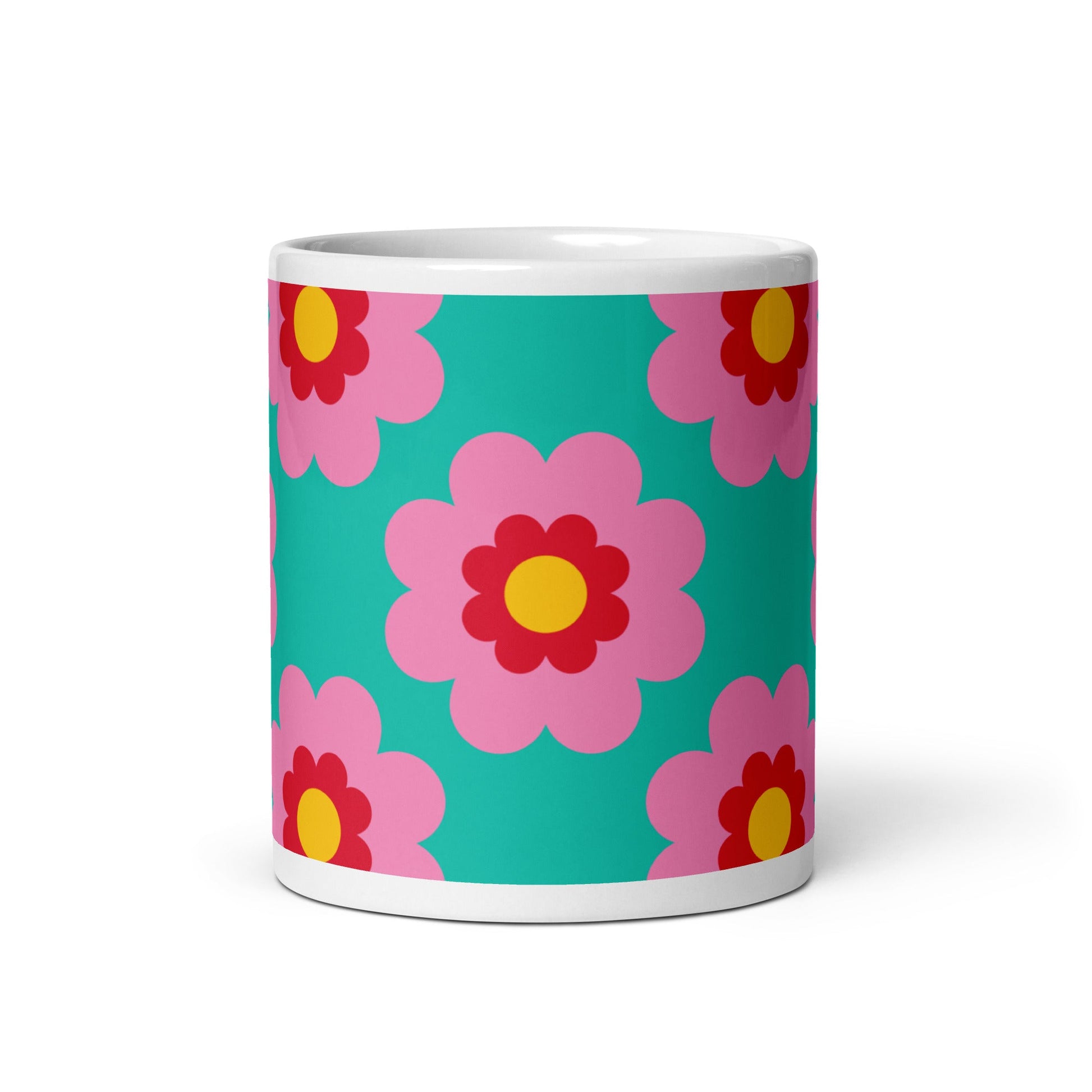 Mug - FANCY BLOOM pink mint - Pretty floral print