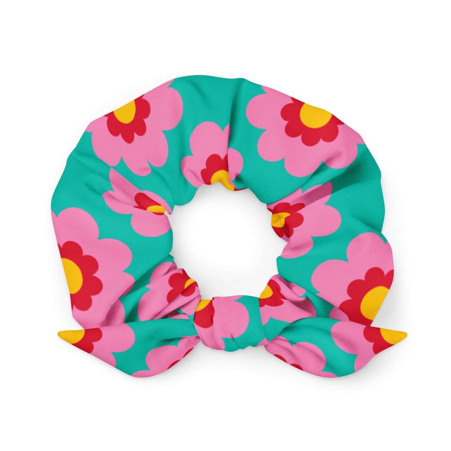 Scrunchie - FANCY BLOOM pink mint - Pretty floral print Default Title