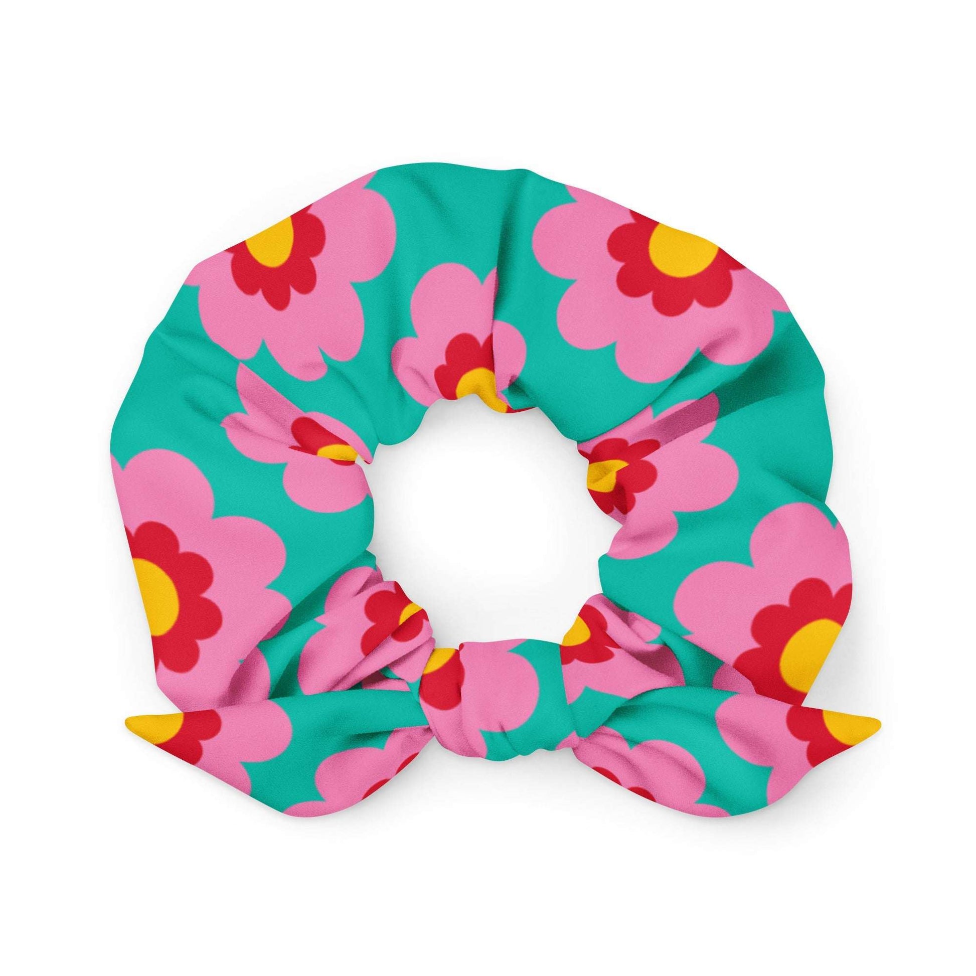 Scrunchie - FANCY BLOOM pink mint - Pretty floral print Default Title