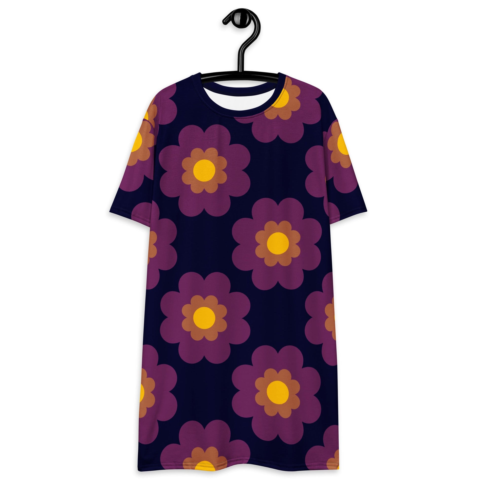 T-shirt dress - FANCY BLOOM plum - Pretty floral print 6XL