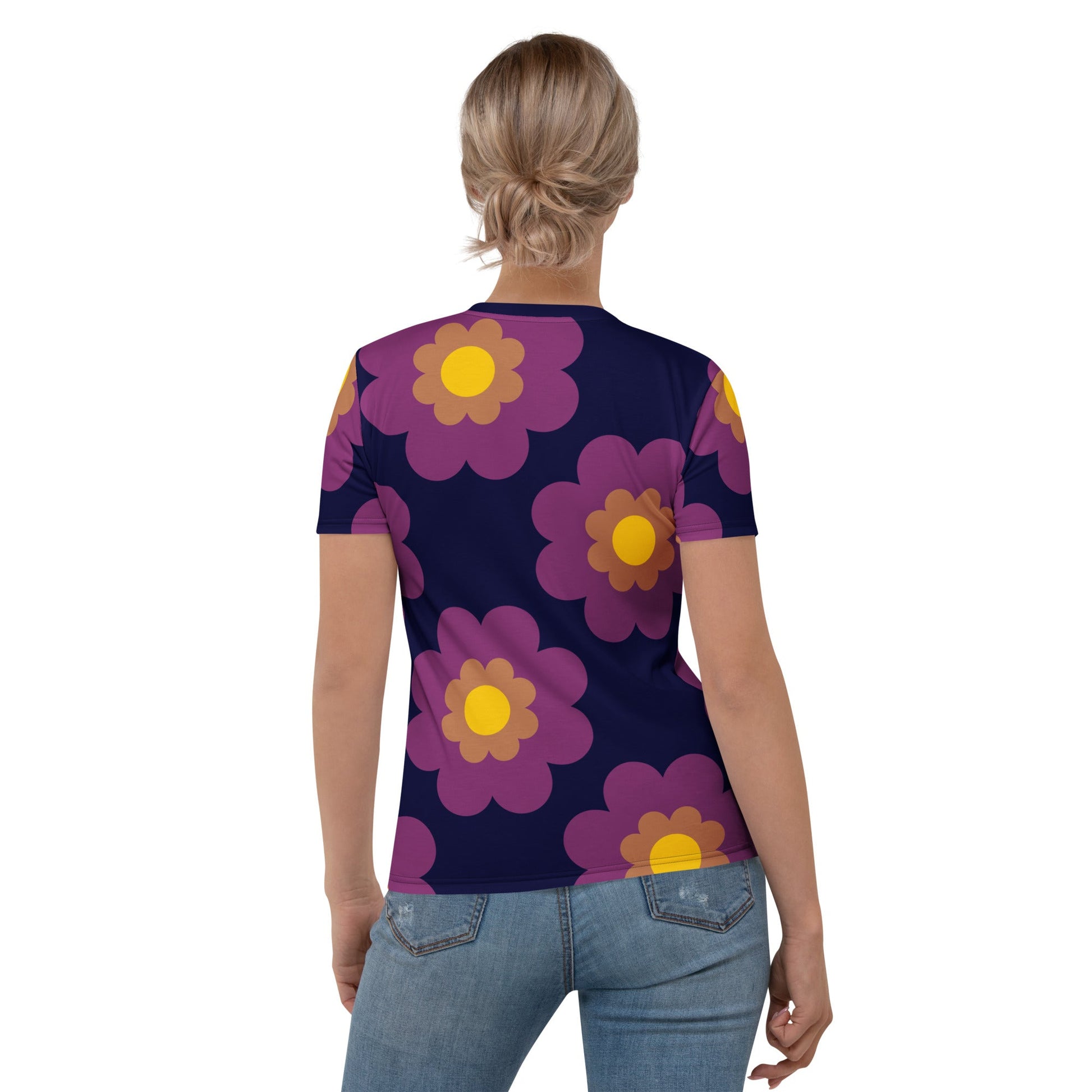 Woman's t-shirt - FANCY BLOOM plum - Pretty floral print