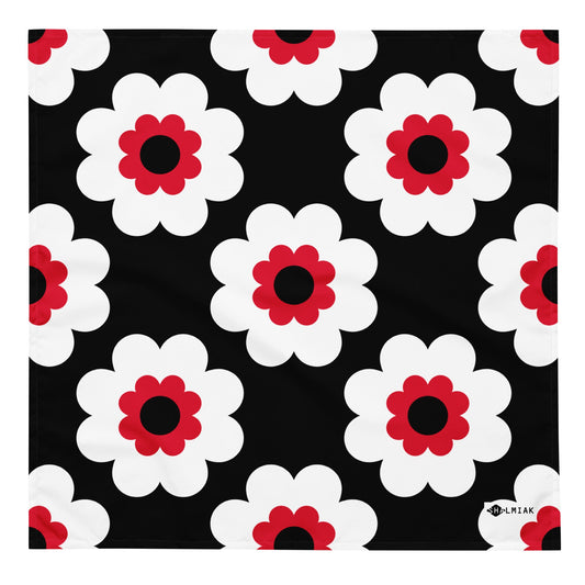 Bandana - FANCY BLOOM red black - Pretty Floral Print