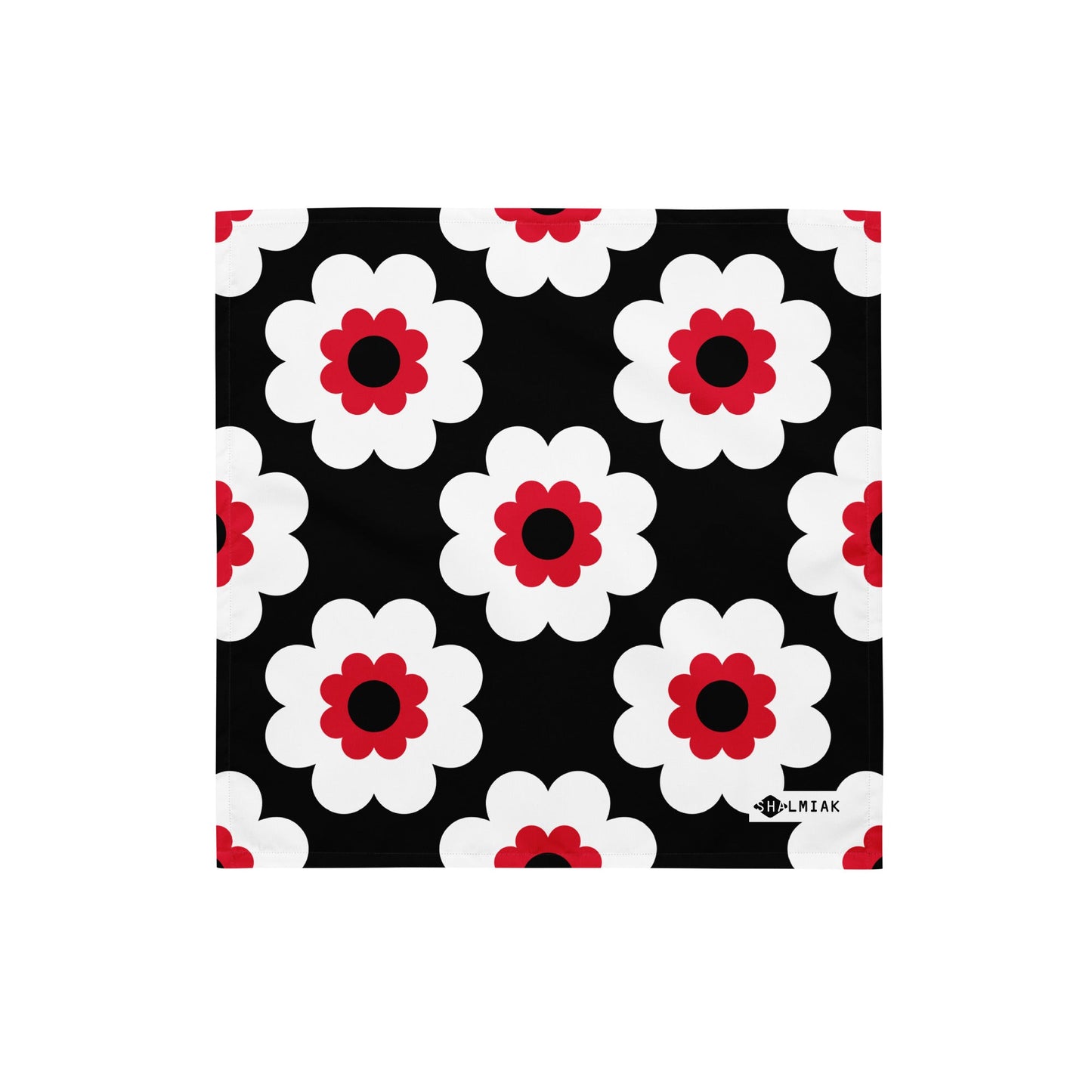 Bandana - FANCY BLOOM red black - Pretty floral print S