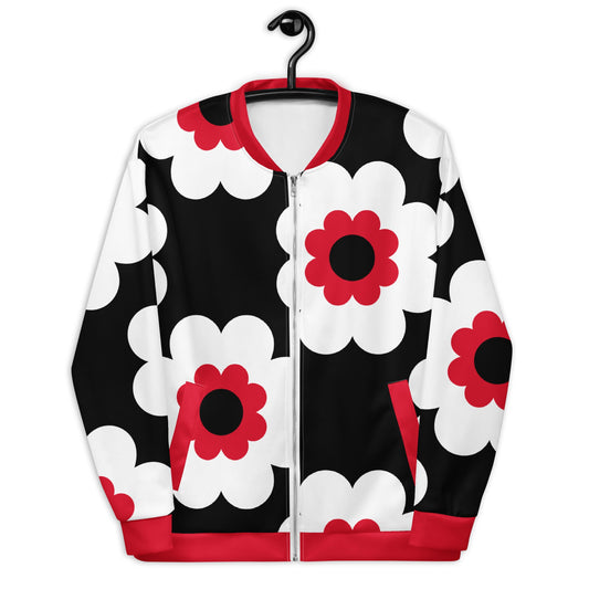 Bomber Jacket - FANCY BLOOM red black - Pretty Floral Print