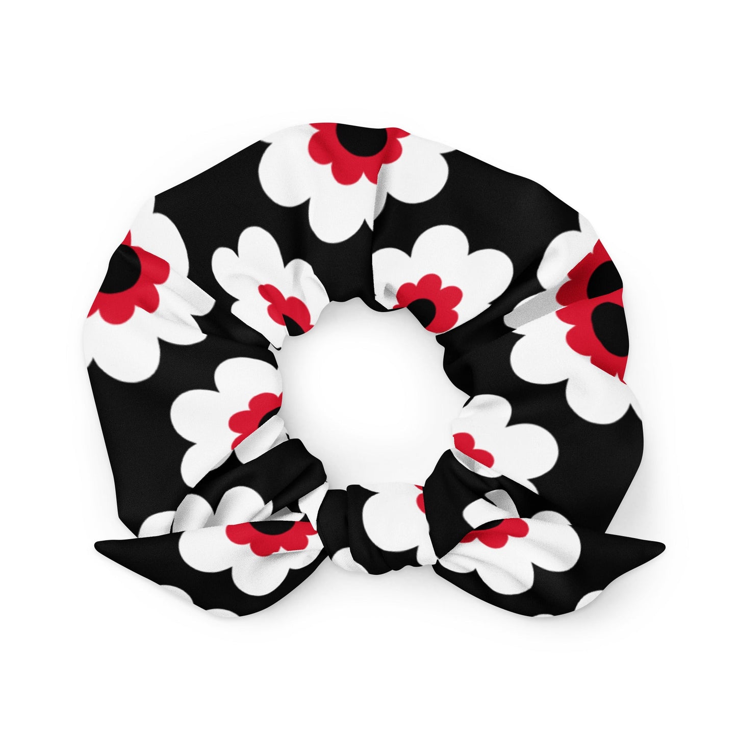 Scrunchie - FANCY BLOOM red black - Pretty floral print Default Title