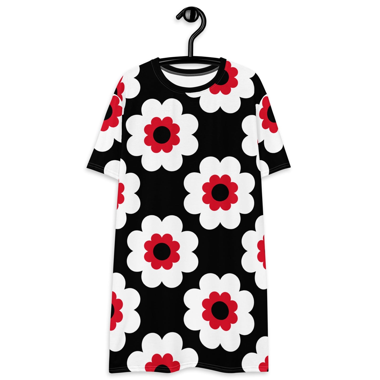 T-shirt dress - FANCY BLOOM red black - Pretty floral print 6XL