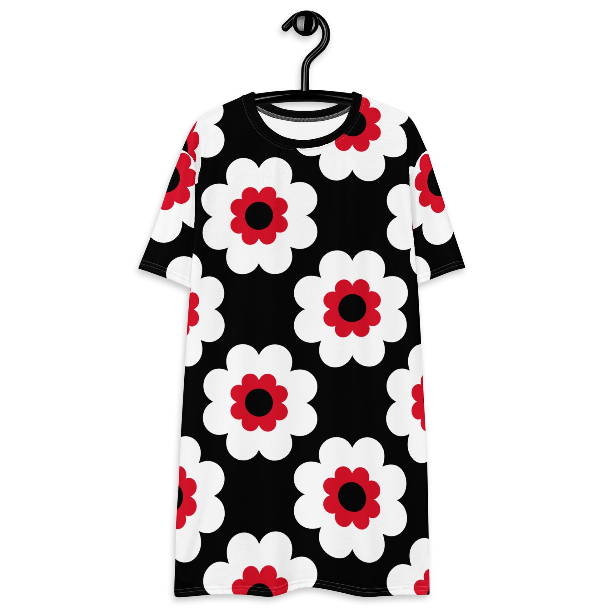 T-shirt dress - FANCY BLOOM red black - Pretty floral print 6XL