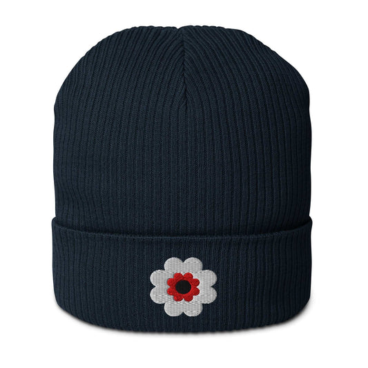 Beanie - FANCY BLOOM red white - Pretty Floral Print