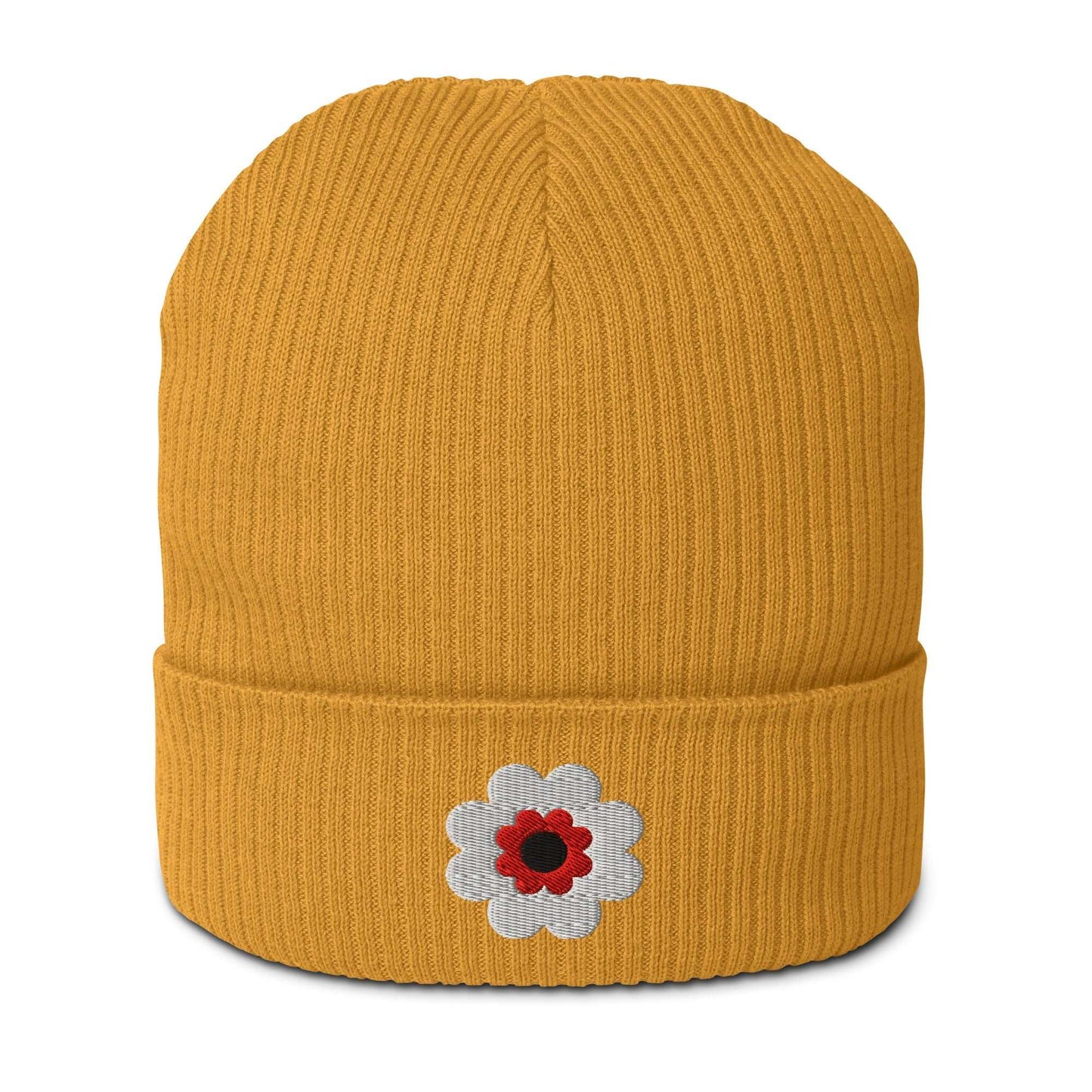 Beanie - FANCY BLOOM red white - Pretty Floral Print
